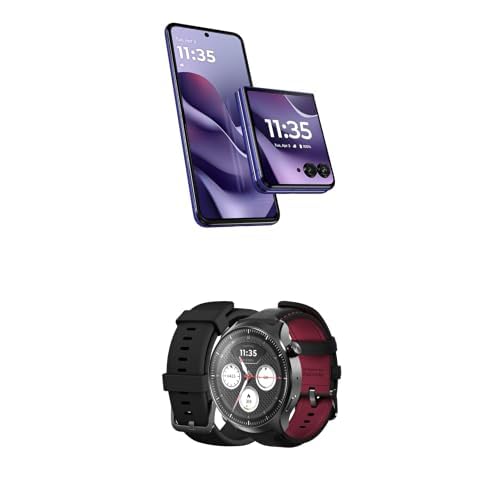 Motorola Razr Ultra 2026 Unlocked 16/512GB 50MP Camera Pantone Orient Blue + Moto Watch Ultra with 2 Watch Bands Pantone Black Beauty Bundle