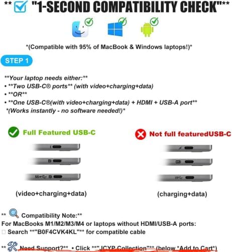 BreezyLife 14" Laptop Screen Extender Smart Base - Upgraded Triple Portable Monitor FHD 1080P Plug-Play USB C/HDMI,Laptop Monitor Extender for Win/Mac, 300% More Efficient
