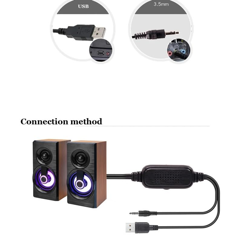 Music Speakers Wired Mini Computer Speakers Bass Stereo Home Speaker for Laptop Desktop Smart Phones(D)