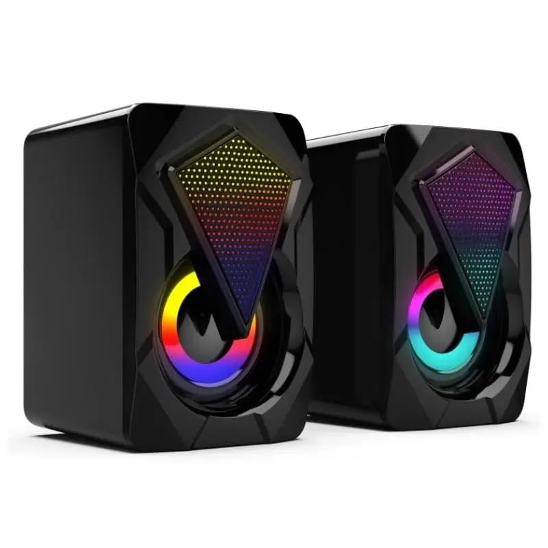 1set 2pcs Heavy Subwoofer Colorful Lights RGB Smart Portable Extra Bass Mode Speaker Stereo Multimedia