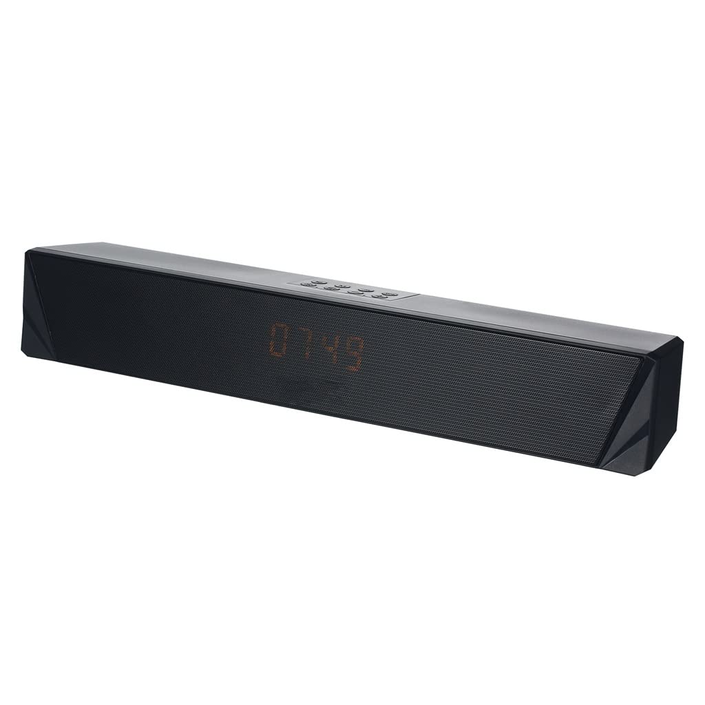 2x5W Desktop Speaker BT5.0 Soundbar Alarm Clock Time Display Support AUX in USB TF Card for TV Latop PC Smartphone