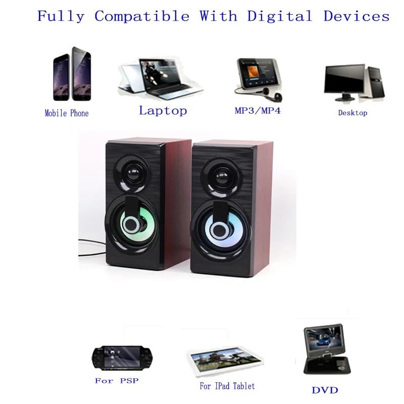 Music Speakers Wired Mini Computer Speakers Bass Stereo Home Speaker for Laptop Desktop Smart Phones(D)
