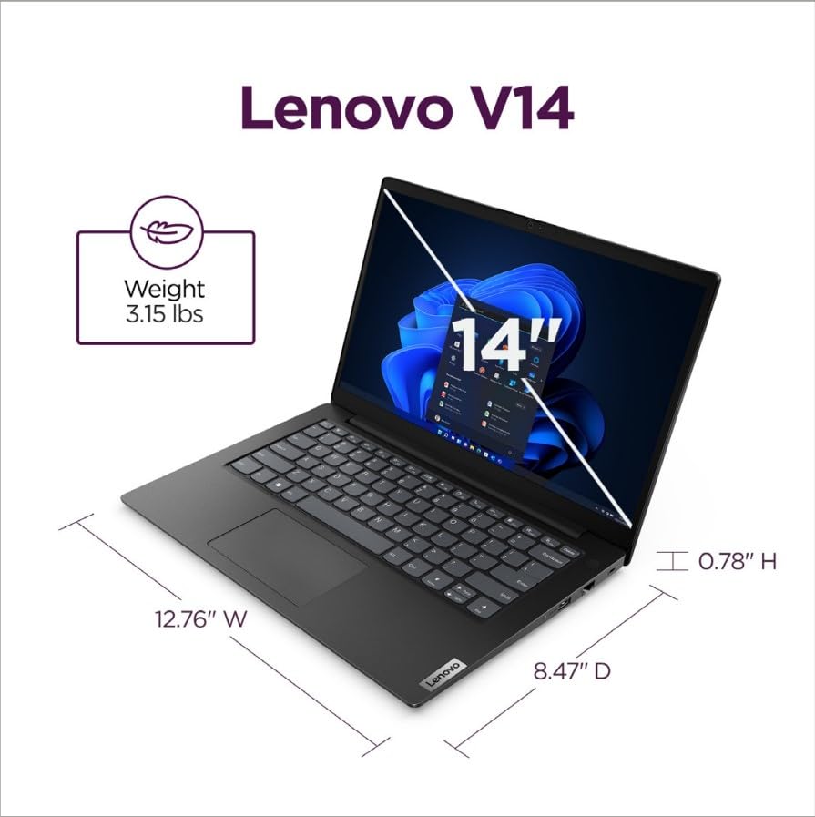 Lenovo V14 G5 Hybrid Work Laptop - 14" FHD Display - Core 7-240H - 16GB Memory - 512GB Storage - Integrated UHD Graphics - Windows 11 Home - Business Black