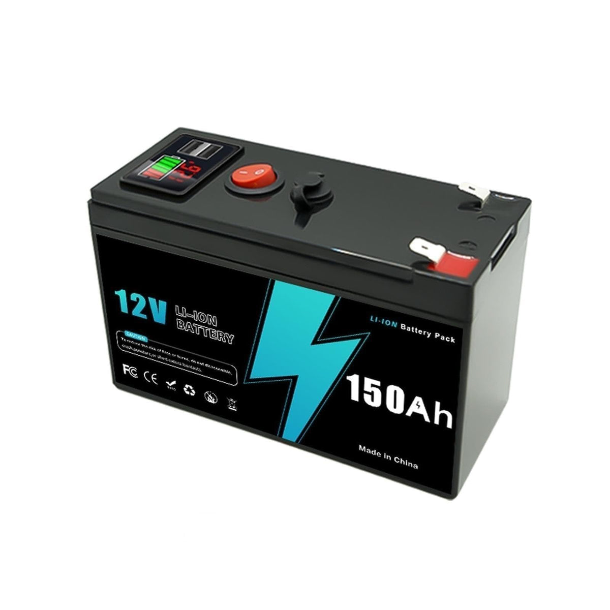 12V 60-150Ah Li-ion Battery Digital Display Deep Cycle