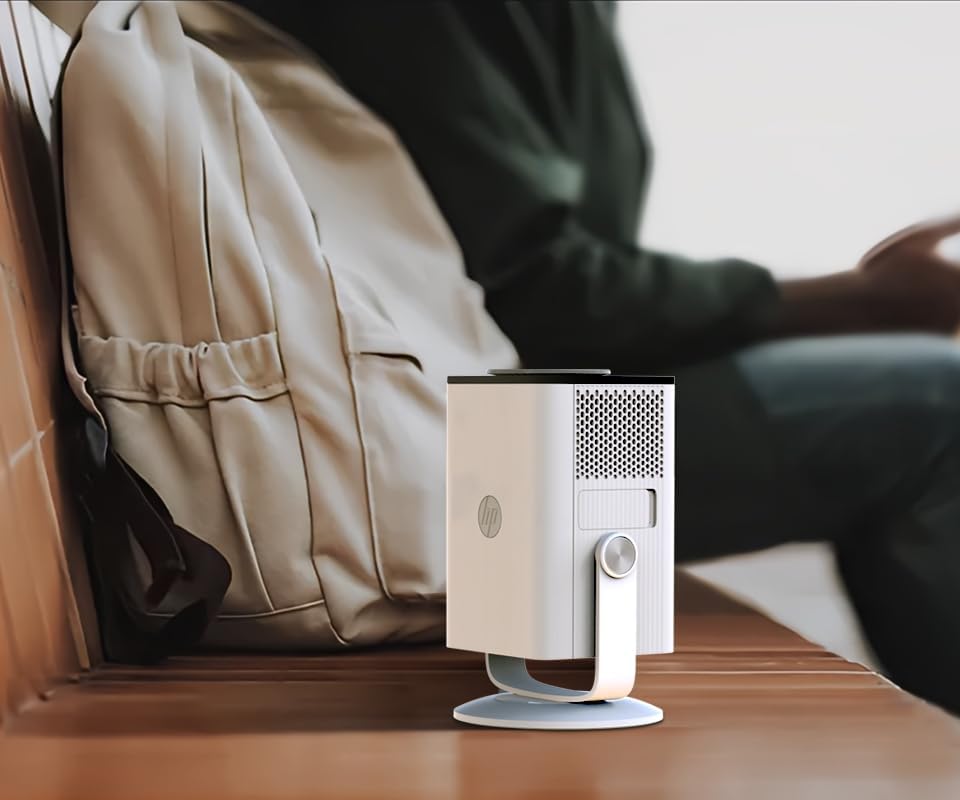 HP MC400 Portable HD Projector, WiFi , Bluetooth, Short Throw Lens, WiFi Screen Mirroring, App Store , Speaker, Design to work with PD Power Bank for Home Theater & Outdoor Movies