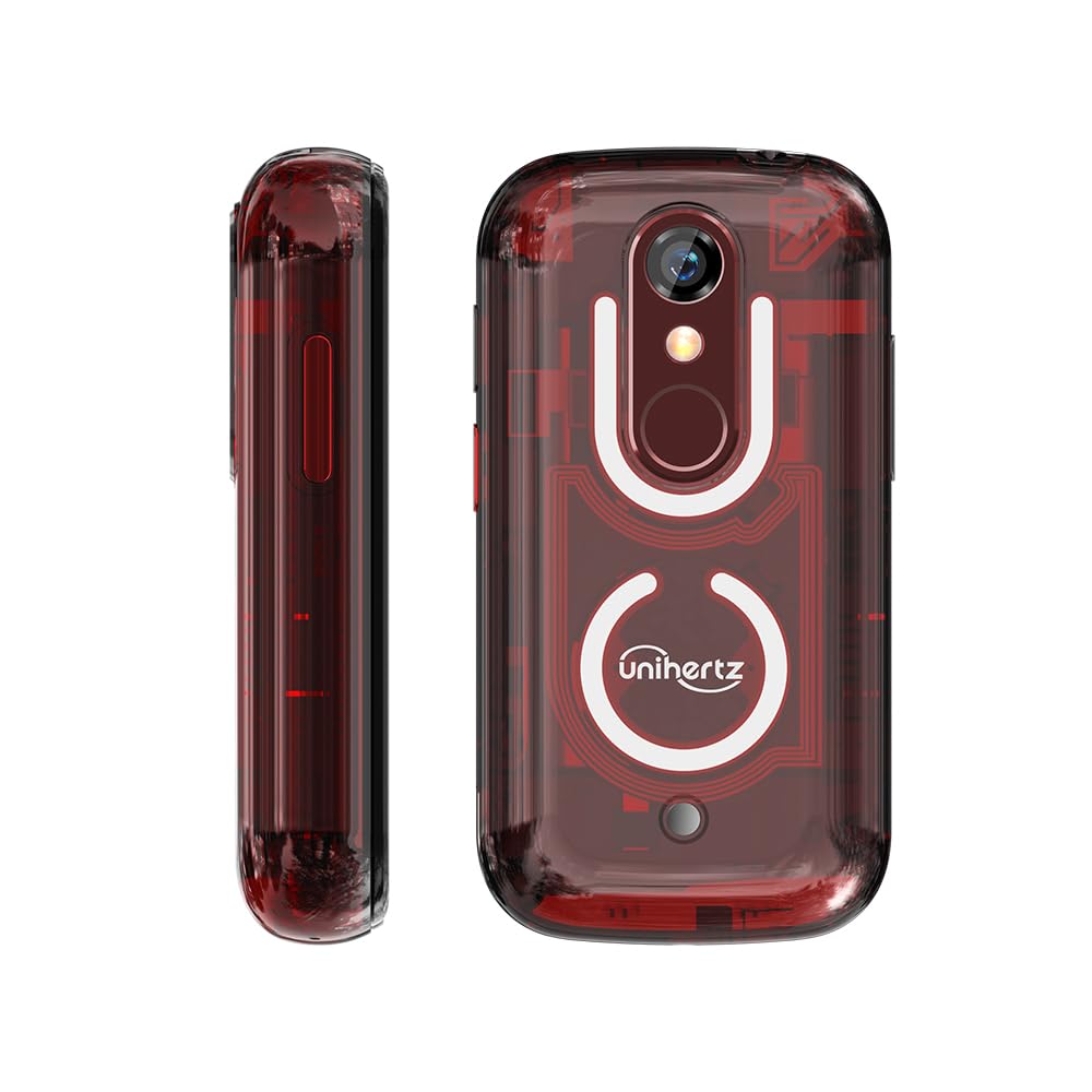 Unihertz Jelly Star, The World's Smallest 4G Android 13 Smartphone Transparent Design LED Light NFC OTG, Red (Support T-Mobile & Verizon only)