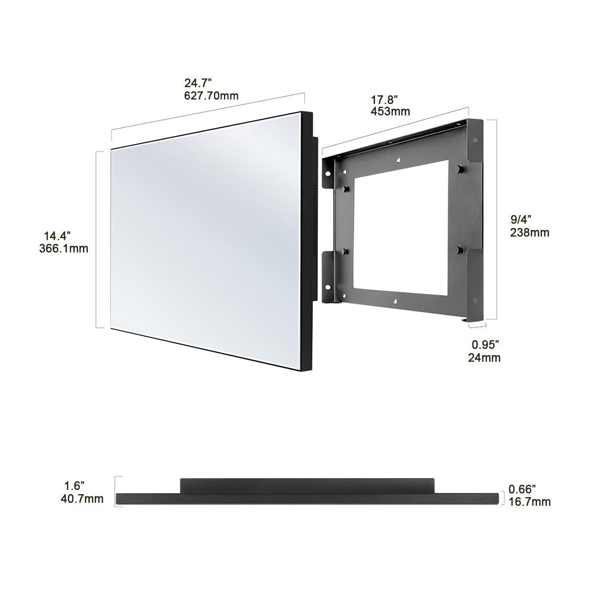 27 Inch Smart Mirror TV, Waterproof LED TV for Bathrooms and Hotels