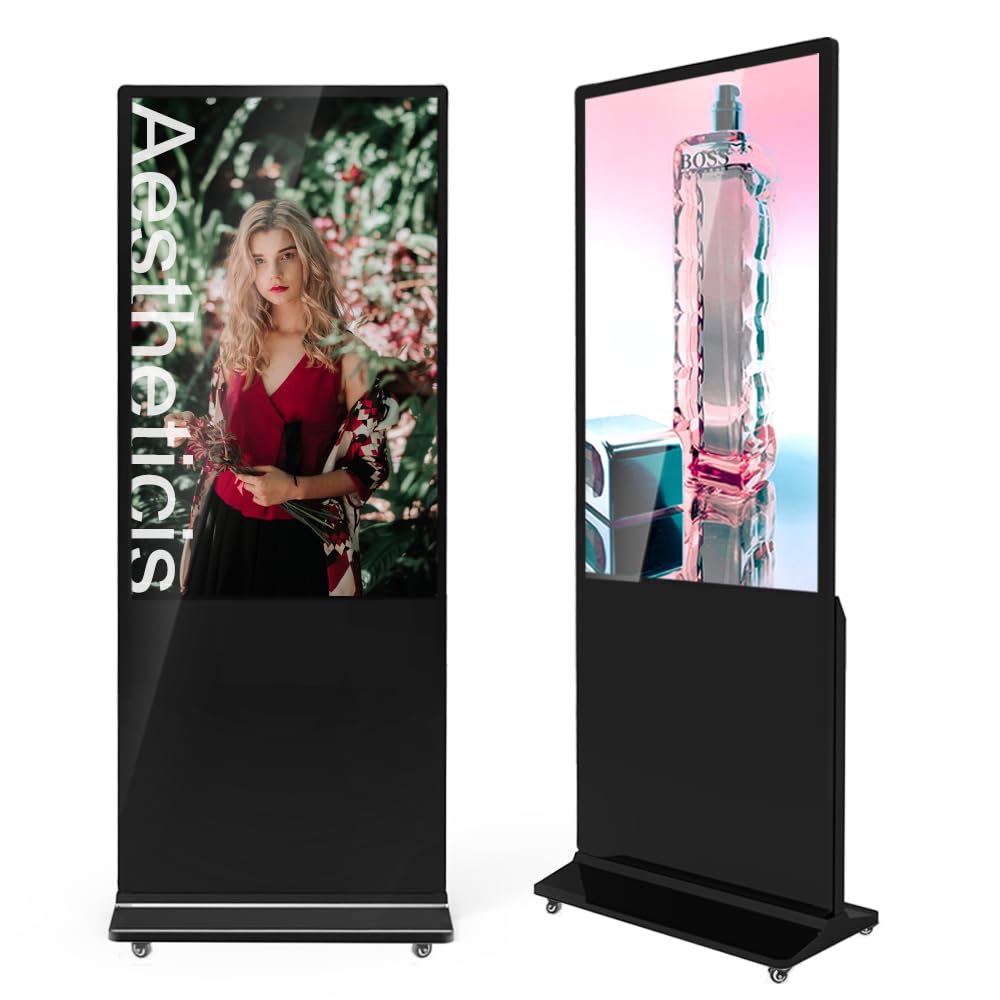MWE 55 Inch 4K Touchscreen Kiosk, Indoor Floor Standing Digital Signage Displays, Advertising Display LCD Totem, Interactive Display Poster Android System with Auto Media Player
