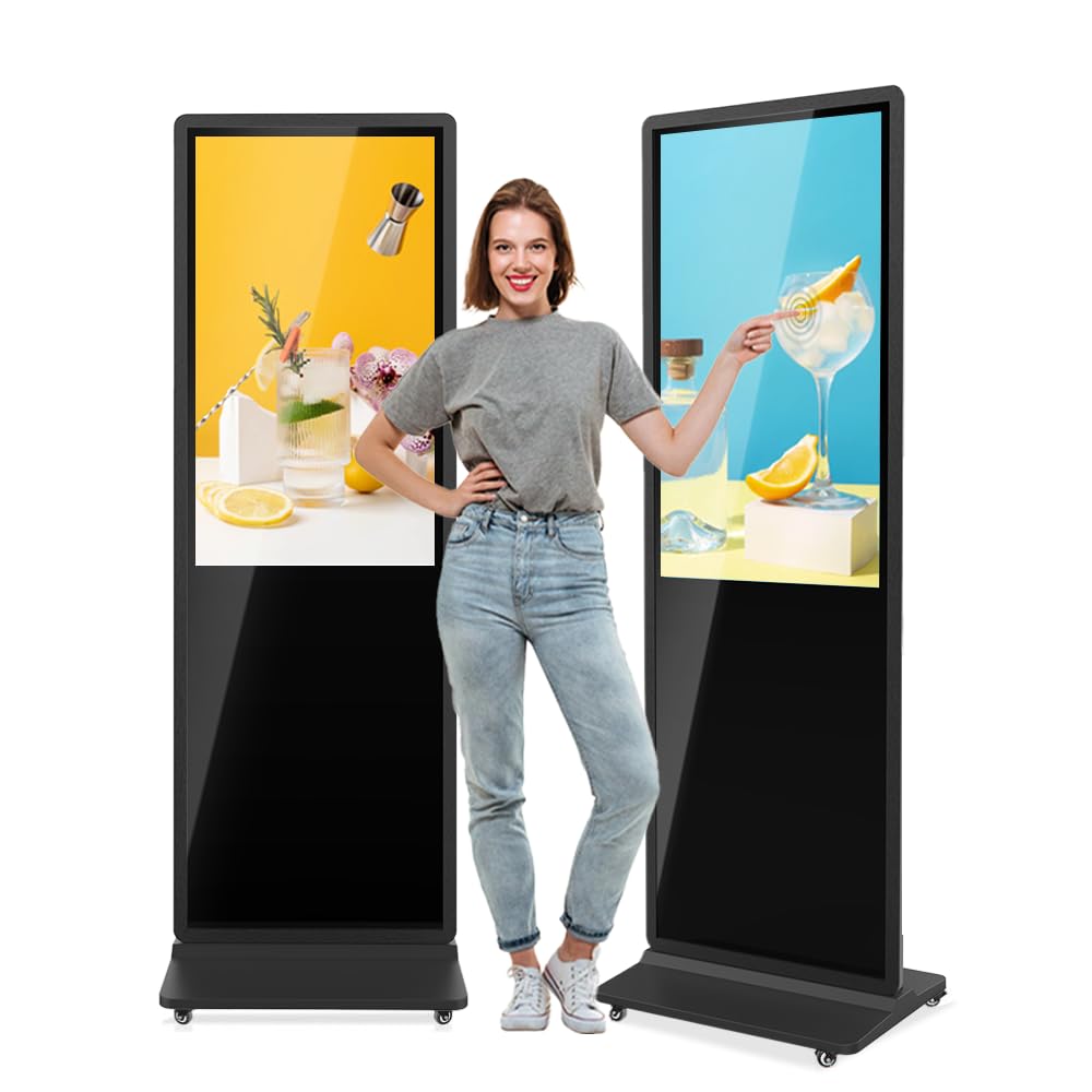 MWE 55 Inch 4K Touchscreen Kiosk, Indoor Floor Standing Digital Signage Displays, Advertising Display LCD Totem, Interactive Display Poster Android System with Auto Media Player