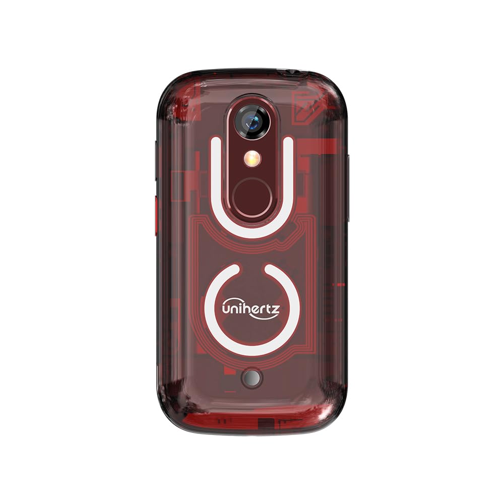 Unihertz Jelly Star, The World's Smallest 4G Android 13 Smartphone Transparent Design LED Light NFC OTG, Red (Support T-Mobile & Verizon only)
