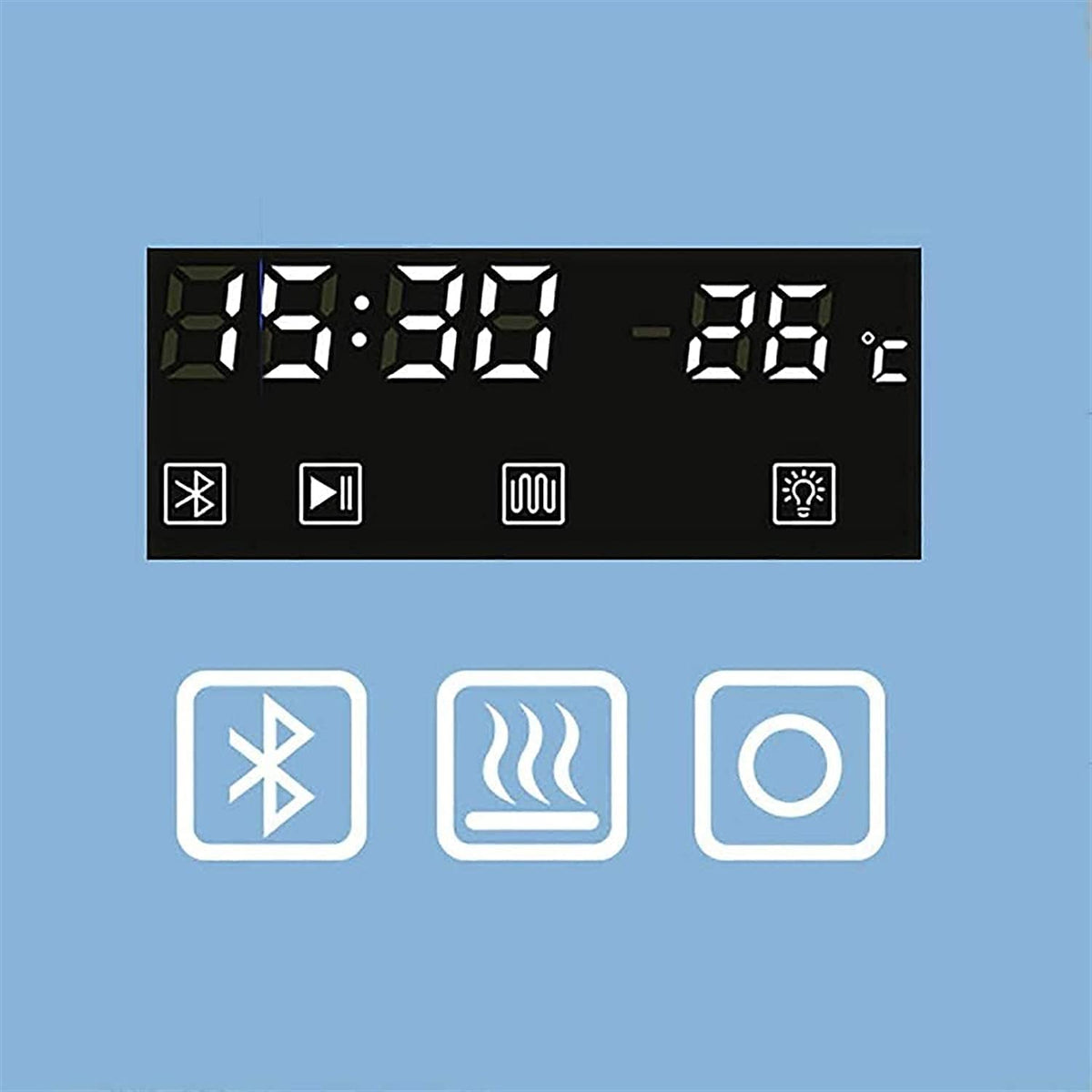 Waterproof Illuminated Led Bathroom Mirror 60X80Cm Smart Led Illuminated Bathroom Wall-Mounted Mirror with Touch Switch with Speaker + Time/Temperature Display + Heated Pad
