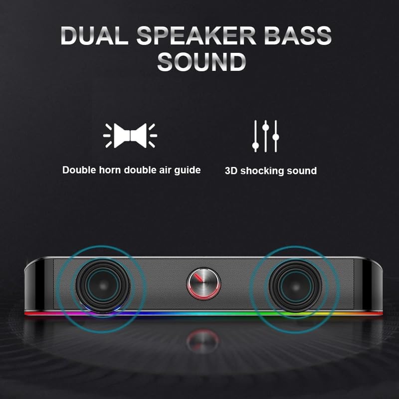 3.5mm Stereo Surround Music Smart RGB Speakers Column Sound Bar for Computer PC Notebook Loudspeakers