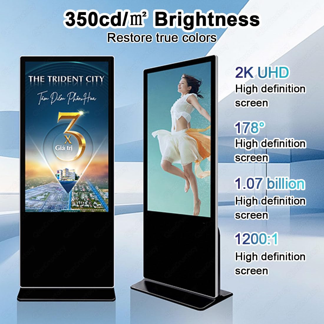 27 Inch Vertical Digital Signage Advertising Display, Android Smart Operating System, Support WiFi/HDMI/USB Multi-Media Input, Built-in Stereo Speakers, Auto Media Loop Playback (NonTouch)