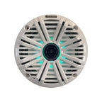 1 Pair (Qty 2) of Kicker 6.5" 2-Way 195 Watts Max Power Coaxial Marine Audio Multicolor LED Speakers with White Salt Water Grilles, 50-Feet 16-Gauge Speaker Wire