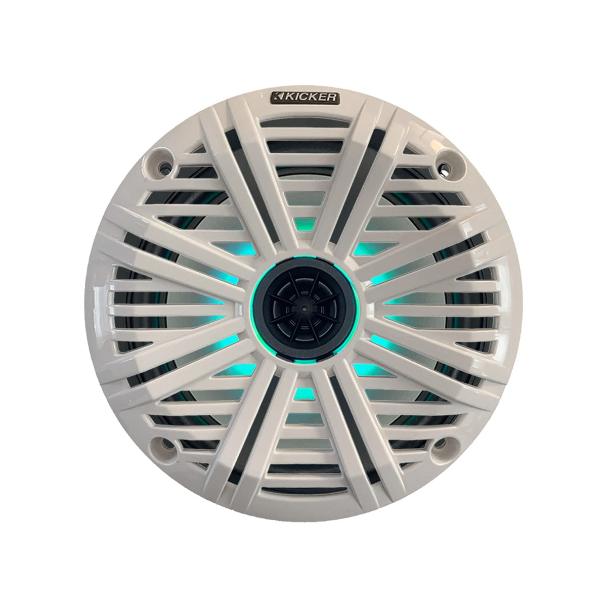 1 Pair (Qty 2) of Kicker 6.5" 2-Way 195 Watts Max Power Coaxial Marine Audio Multicolor LED Speakers with White Salt Water Grilles, 50-Feet 16-Gauge Speaker Wire