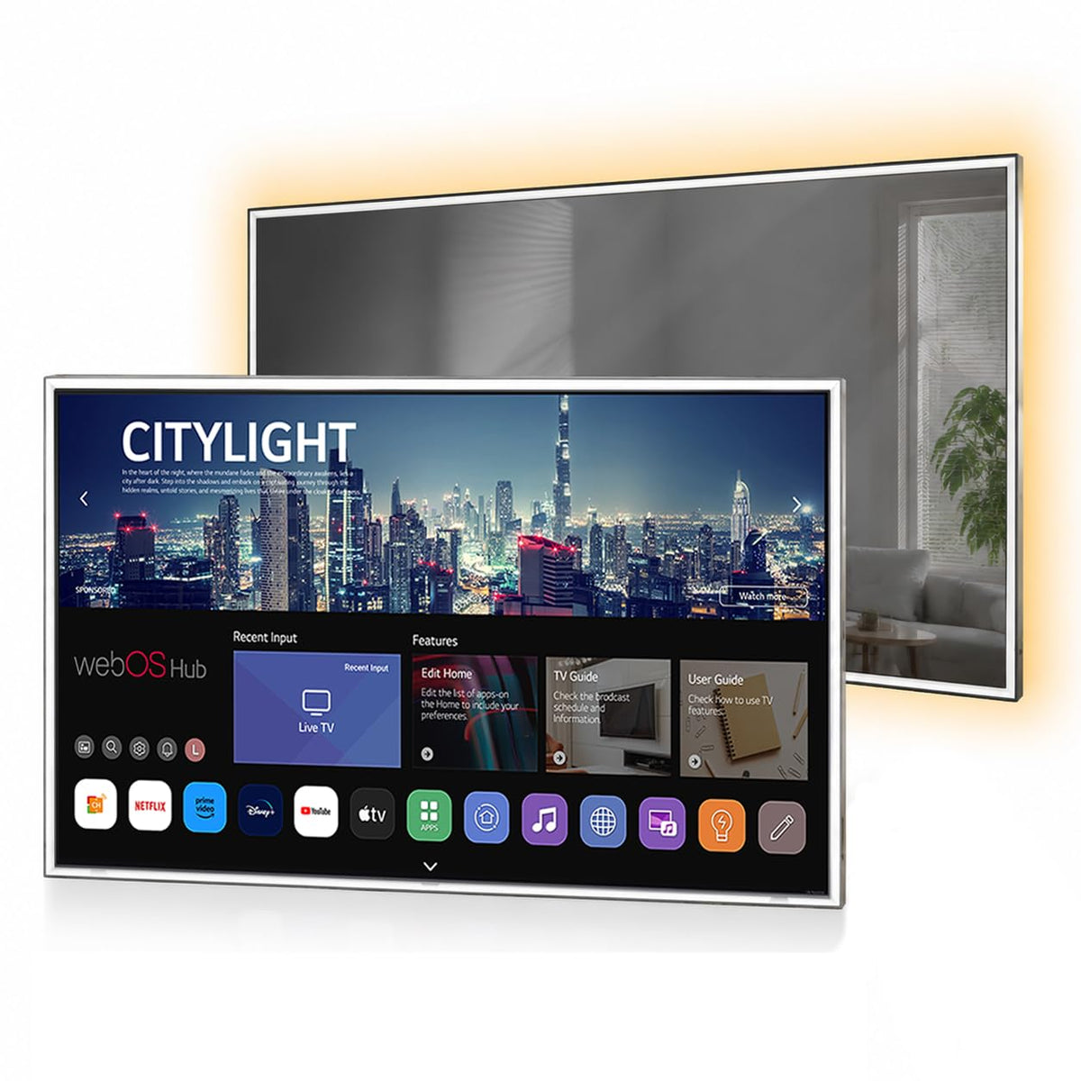 31.5" 4K Screen Smart Mirror LED TV IP65 Waterproof for Bathroom Hotel Spa Decoration with WiFi Bluetooth webOS Voice Control