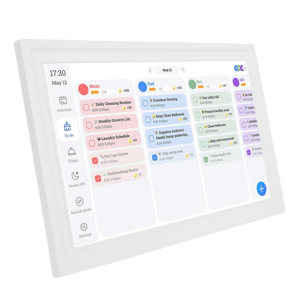 FTVOGUE Smart Digital Calendar 15.6 Inch HD Touchscreen Sync (White)