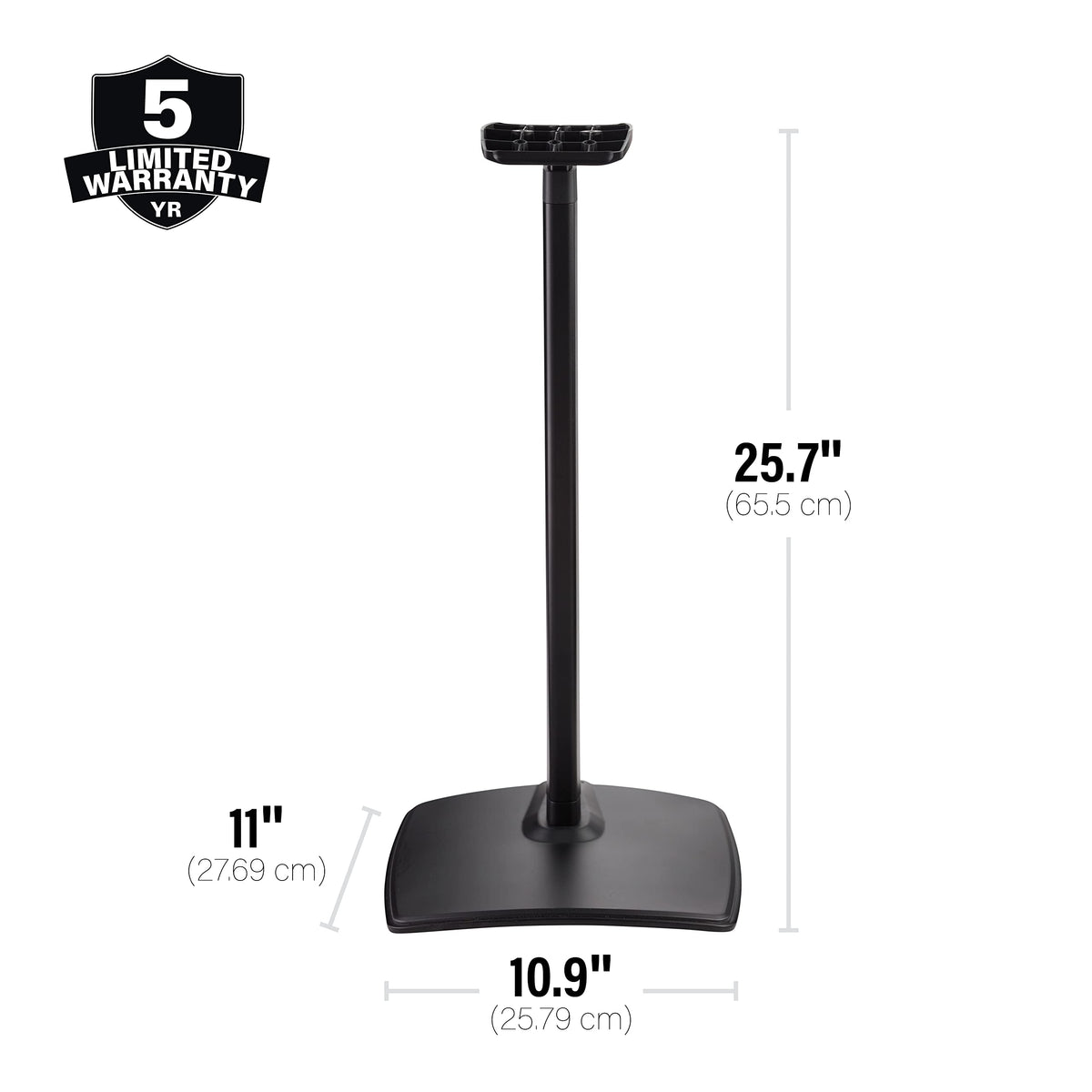 Sanus Height Adjustable Speaker Stand for Sonos Era 300 - 17" - Black - Custom Fit - Polished - Durable Steel & Extruded Aluminum - OSSE300A2-B2