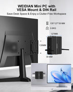 WEIDIAN Fanless Mini PC, Industrial PC, Mini Computer N100(up to 3.4GHz), 4K HD+VGA Dual Dispaly Output, 2Gigabit Ethernet, 4USB, 2RS232 COM, Win11, WiFi, BT(32GB RAM 512GB SSD 2TB HDD)