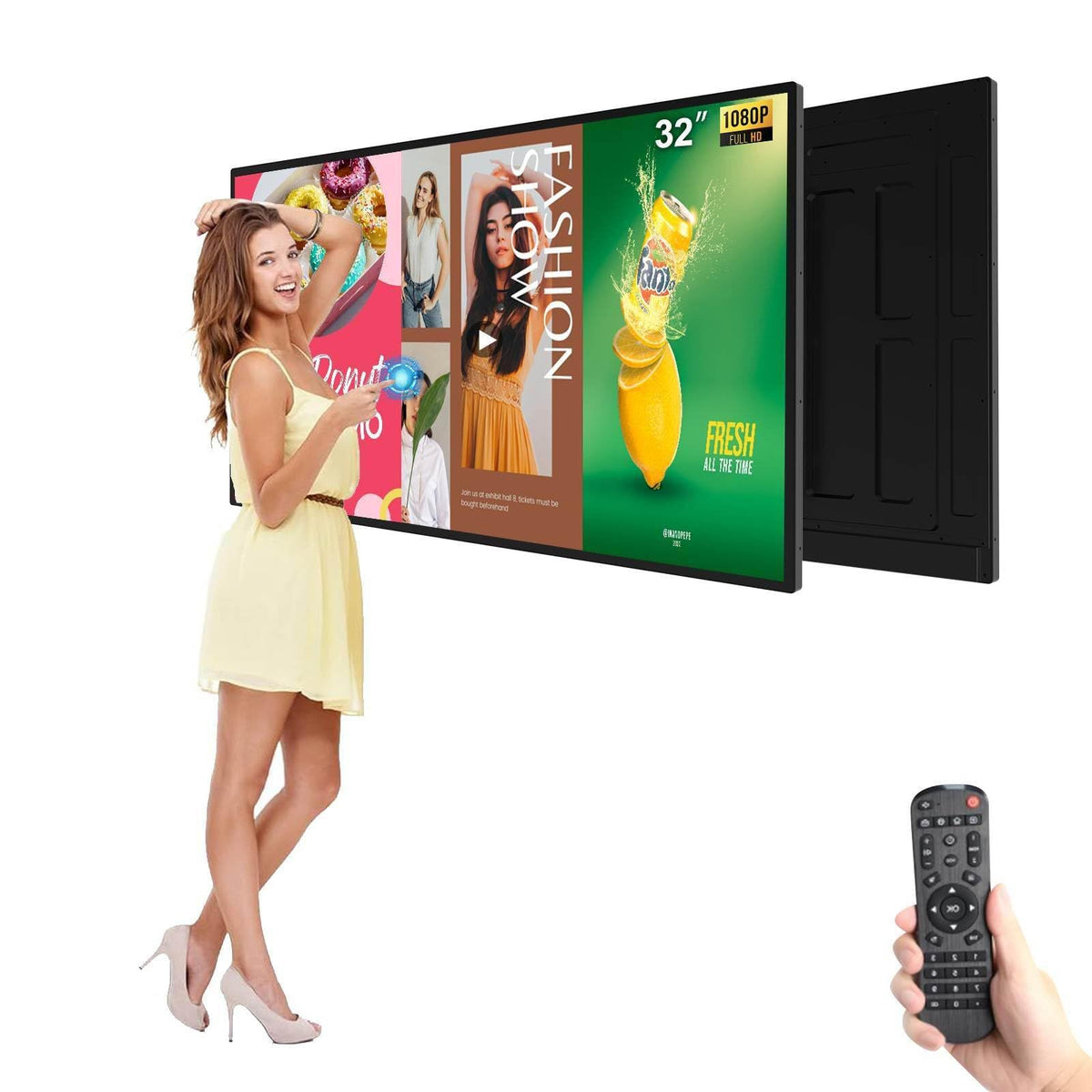 43inch Touchscreen Digital Display, 700nit High Brightness Digital Signage, CMS/U-Disk Plug&Play, Slim Fit Frameless LCD Monitor, Smart Split Screen, 24/7 Timer Switch, Built-in Speaker