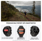 Wearable4U Garmin Fenix 8 Pro – 51mm AMOLED LTE & Satellite Connected Multisport GPS Smartwatch, inReach Technology: Sapphire Carbon Gray DLC Titanium w/Black-Pebble Gray Silicone Band Power Bundle
