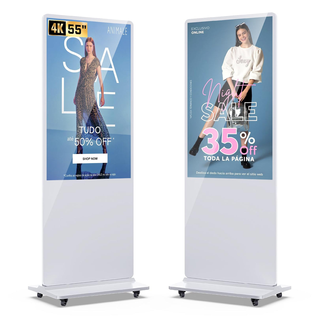 MWE 55 Inch 4K Touchscreen Kiosk, Indoor Floor Standing Digital Signage Displays, Advertising Display LCD Totem, Interactive Display Poster Android System with Auto Media Player