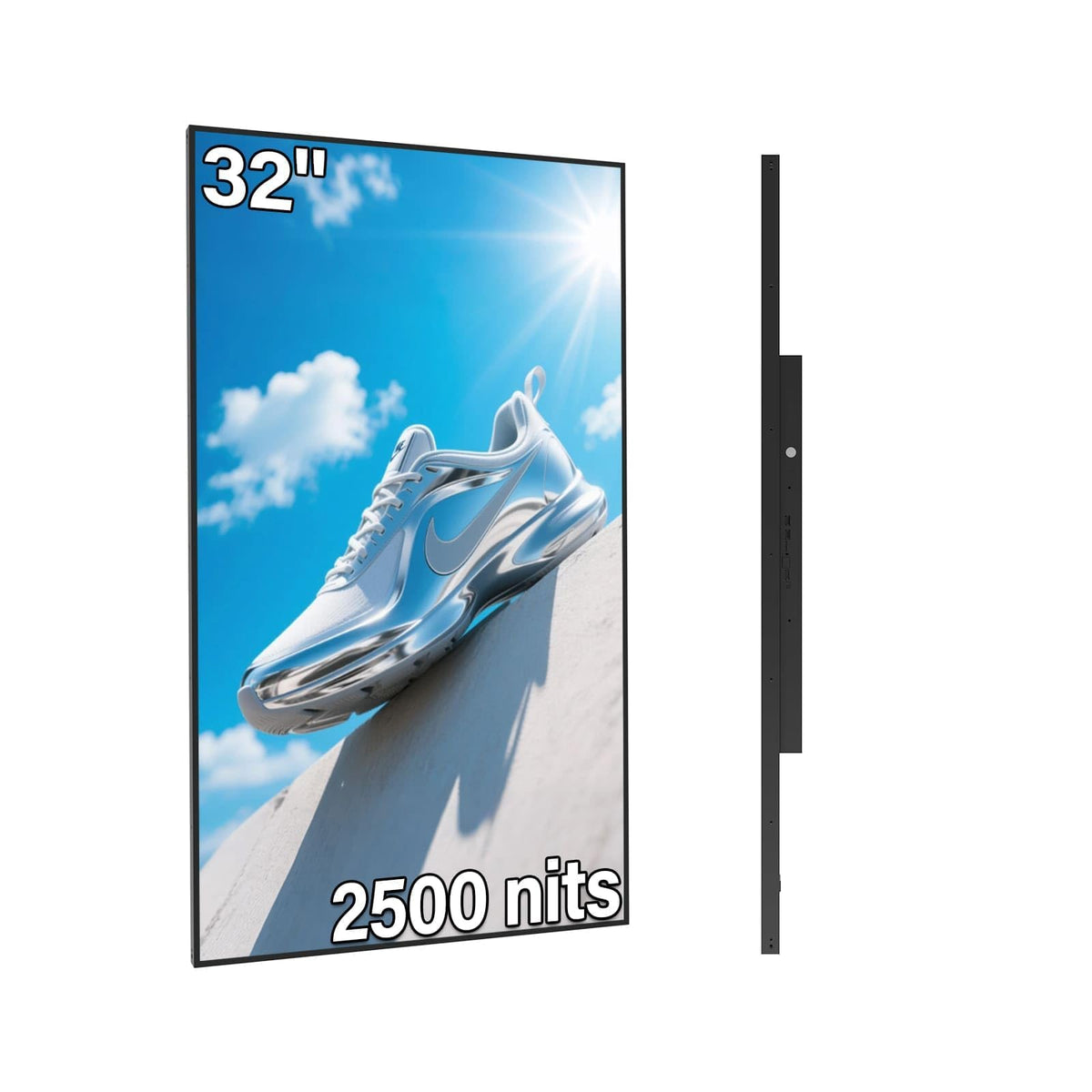 43inch Wall Mount Digital Signage, 4K 2500nits High Brightness Advertising Display, Slim Fit Frameless Digital Kiosk, CMS/Plug & Play Auto Play, 7/24 Timer Switch, Smart Split Screen Play