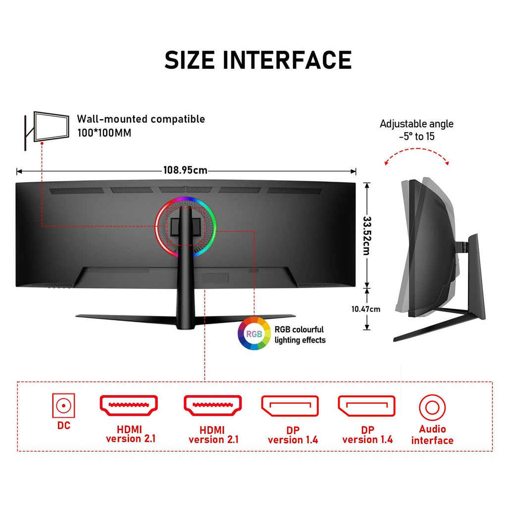 Gawfolk 45 inch Ultra-Wide Curved Gaming 240Hz PC Monitor, DQHD Screen