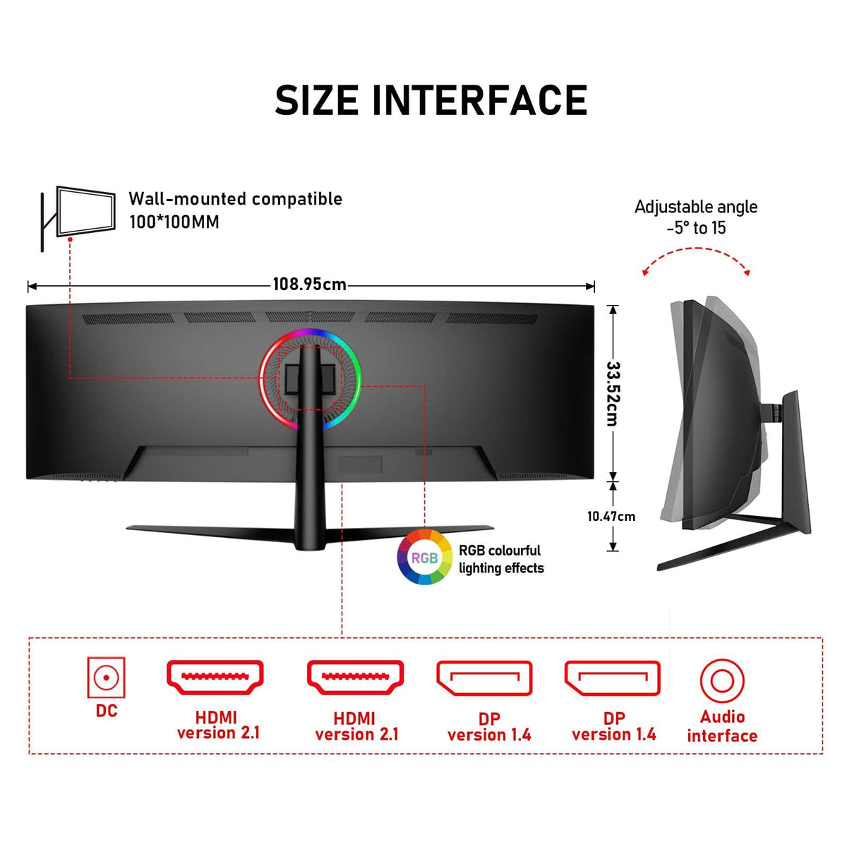 Gawfolk 45 inch Ultra-Wide Curved Gaming 240Hz PC Monitor, DQHD Screen