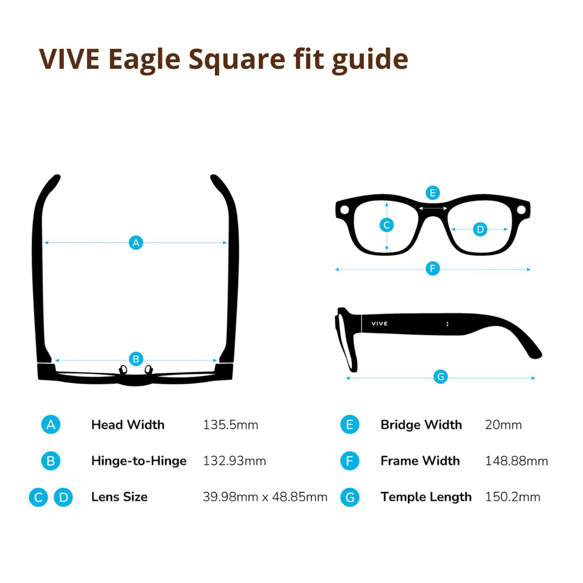 HTC Vive Eagle AI Glasses - Square Transition Lens, Black