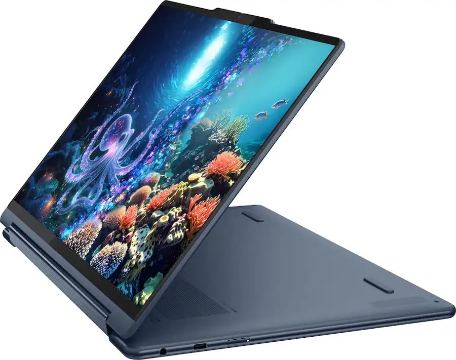 Lenovo Yoga 9i 2-in-1 Aura Edition Laptop, Intel Ultra 7 258V, 14" 2.8K 120Hz 500 nits Glass Touchscreen, 32 GB DDR5, 2 TB SSD, 5MP Camera E Shutter, Linear Pen, Wi-Fi 7, Win 11 - Cosmic Blue