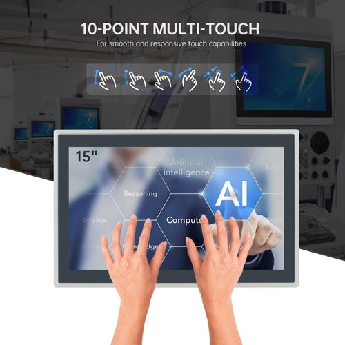 15.6-Inch Industrial Embedded Panel PC, Ratio 16:9 Multi-Touchscreen-Monitor,Industrial Touch Screen Panel Computer,WiFi & Built-in Speakers,IP65 Front,Win 10 I5 RAM 8G+256G SSD