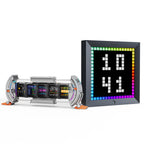 Divoom Times Gate Silver+Pixoo，RGB LED Display, Pixel Cyberpunk Gaming Setup Digital Clock with Smart APP Control, and 16×16 LED Panel Display Frame for Home Decor/Social Media Fans Counter