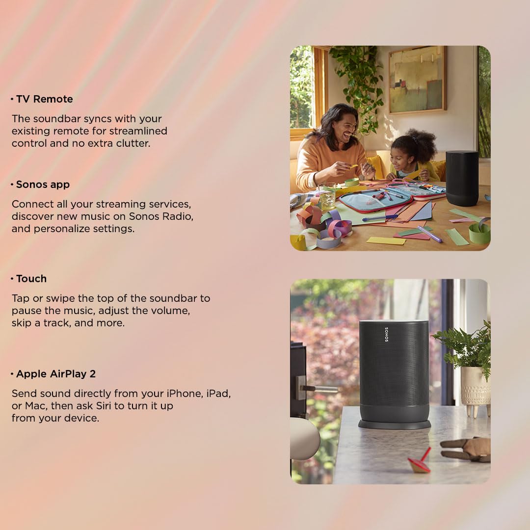 Sonos Move - Battery-Powered Smart Speaker, Wi-Fi and Bluetooth with Alexa Built-in - Black