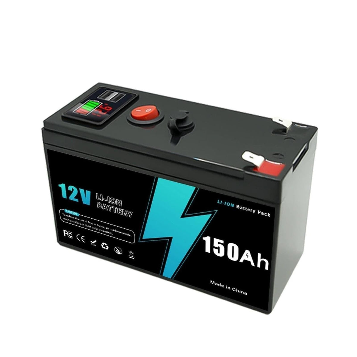 12V 60-150Ah Li-ion Battery Digital Display Deep Cycle