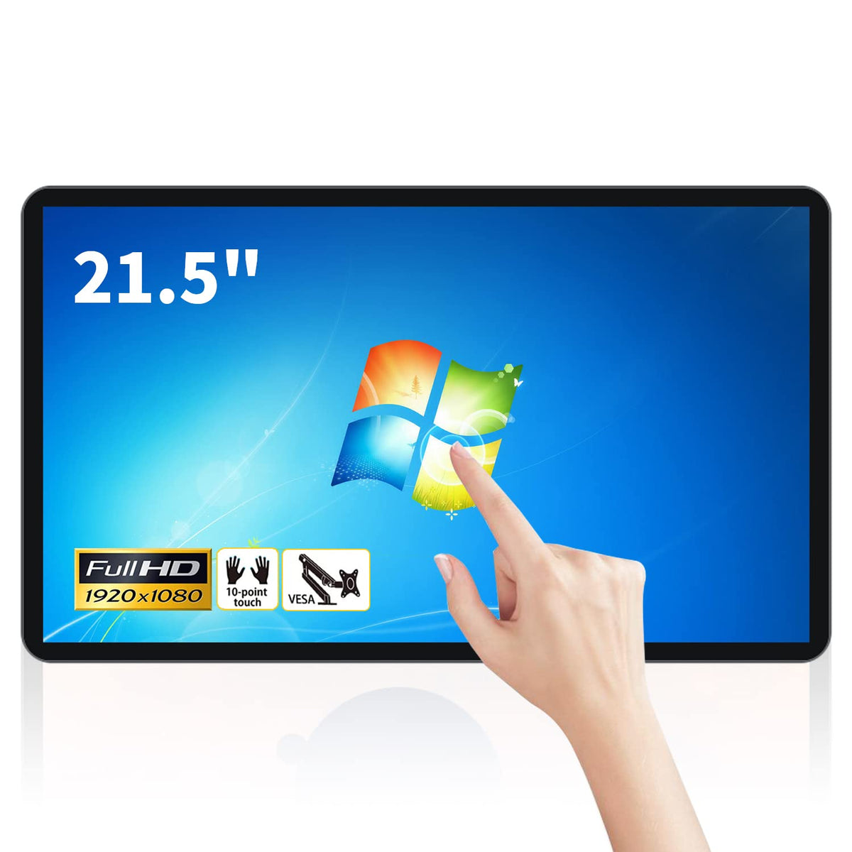 21.5 inch Touch Screen Industrial PC, i7, 8GB RAM, 256G ROM, 16:9 FHD 1080P, Windows 10, Smart Board for Classroom, Meeting & Game, USB, VGA & HD-MI Monitor
