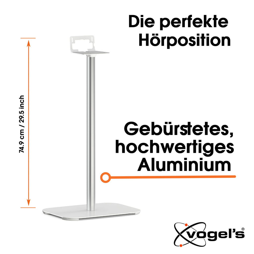 Vogel's Speaker Floor Stand, Universal and for SONOS Play - SOUND 3305 W for Play 5, Denon Heos 5 & 7 and other speakers, White (single stand)