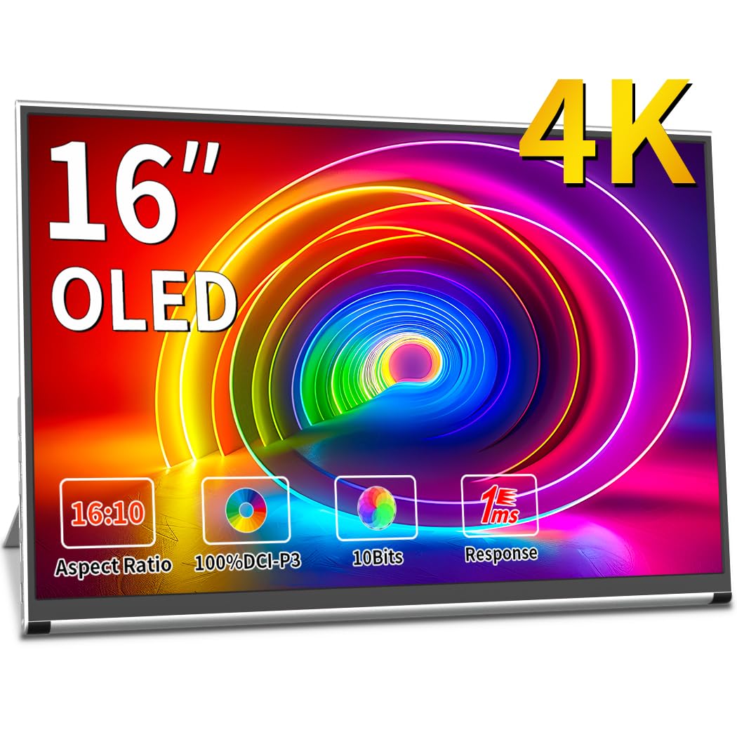 OLED Portable Touchscreen Monitor, 13.3" 2K 1MS Portable Gaming Monitor 100% DCI-P3 Ultra-Thin Computer External Display, External Second Screen USB C/HDMI with Smart Cover