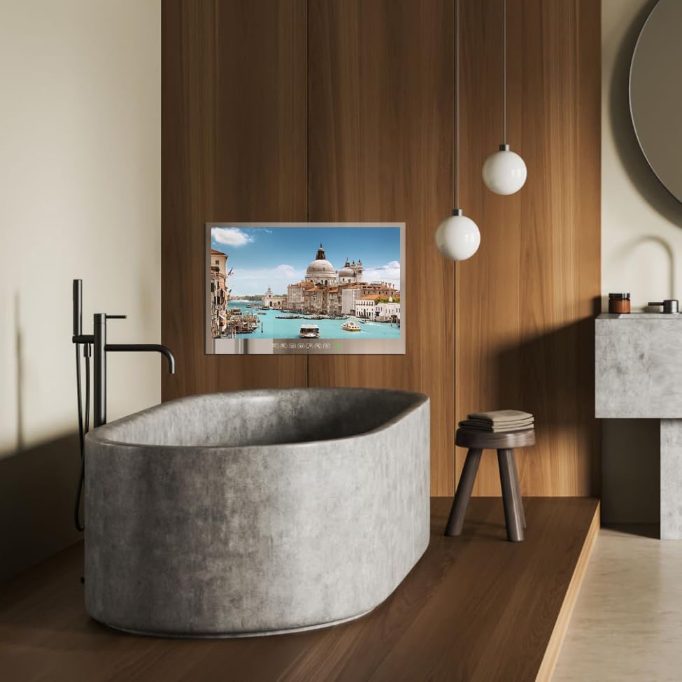 31.5" 4K Screen Smart Mirror LED TV IP65 Waterproof for Bathroom Hotel Spa Decoration with WiFi Bluetooth webOS Voice Control