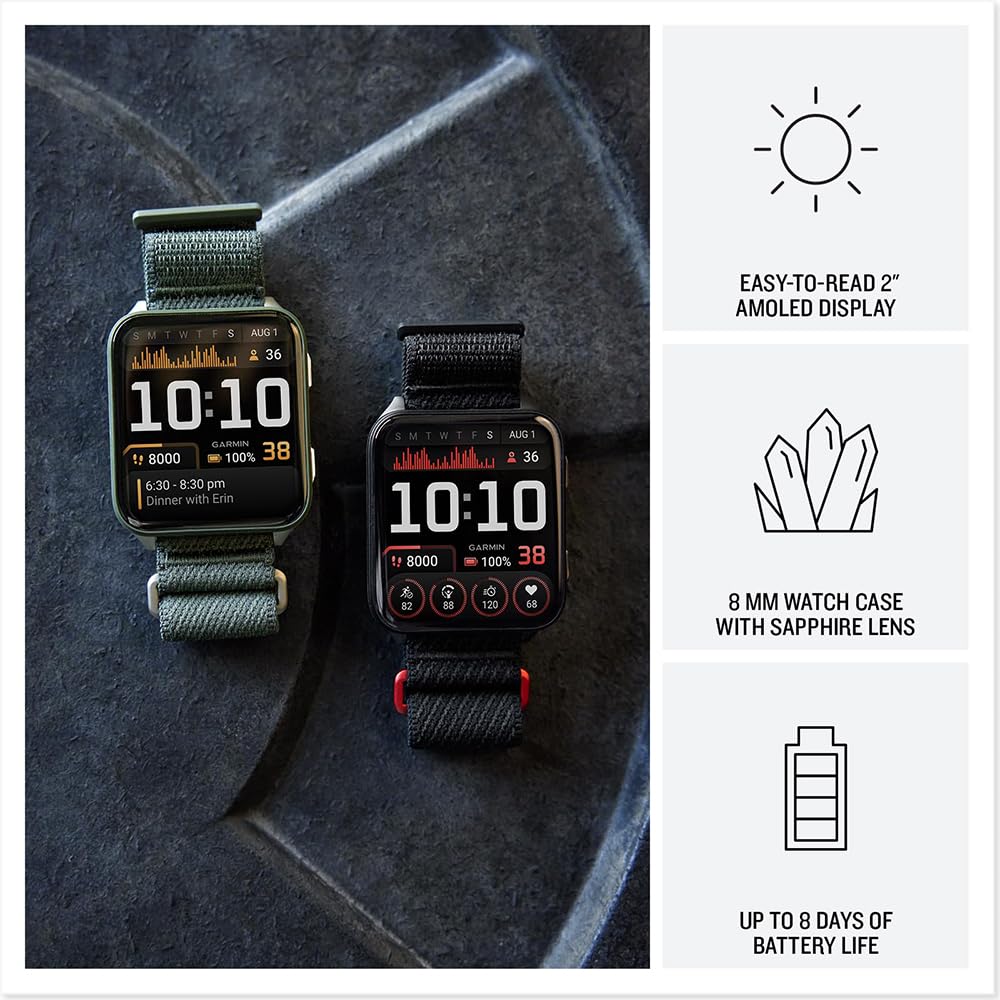 Garmin Venu X1 Premium GPS Smartwatch Black Titanium 010-02980-00 Bundle with Deco Essentials 24mm Milanese Band 3 Pack, Charging Dock and Silicone Dust Cover 3 Pack