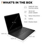 HP OMEN 16 inch Slim Gaming Laptop, 2K 165Hz Display, Intel Core Ultra 7-255H, 16 GB RAM, 512 GB SSD, NVIDIA GeForce RTX 5060 GPU (8 GB Dedicated), Windows 11 Home, Shadow Black, 16-an0000nr