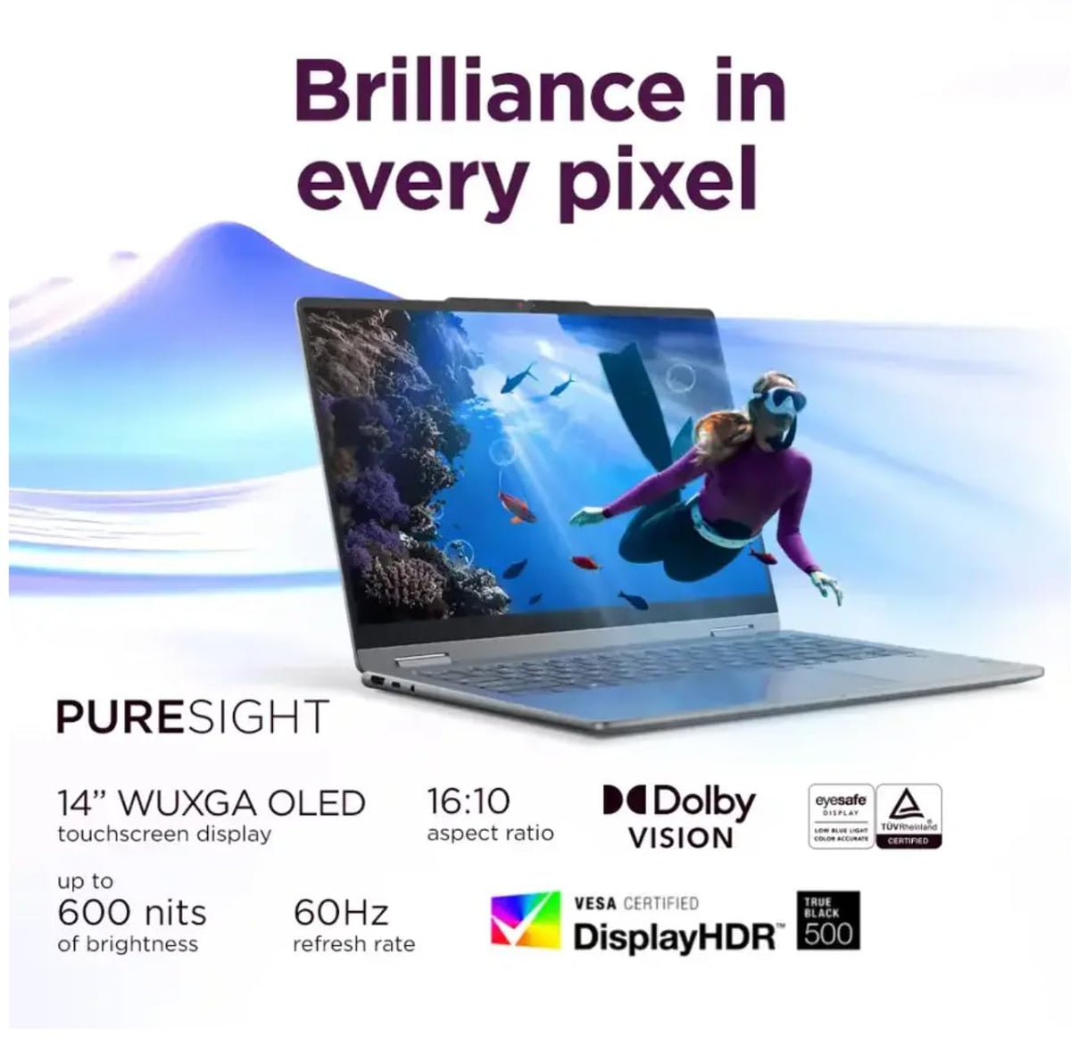 Lenovo 2025 Yoga 7i 2-in-1 Copilot+ PC, 14" 600Nits OLED Touch, Ultra 5 226V (>Ultra 5 125U), 15H Battery, Backlit KB, Privacy cam, FP, Wi-Fi 7, W/128G PSD (Windows 11 Pro, 16GB RAM | 512GB SSD)