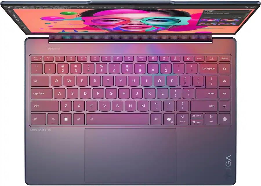 Lenovo Yoga 9i 2-in-1 Aura Edition Laptop, Intel Ultra 7 258V, 14" 2.8K 120Hz 500 nits Glass Touchscreen, 32 GB DDR5, 2 TB SSD, 5MP Camera E Shutter, Linear Pen, Wi-Fi 7, Win 11 - Cosmic Blue