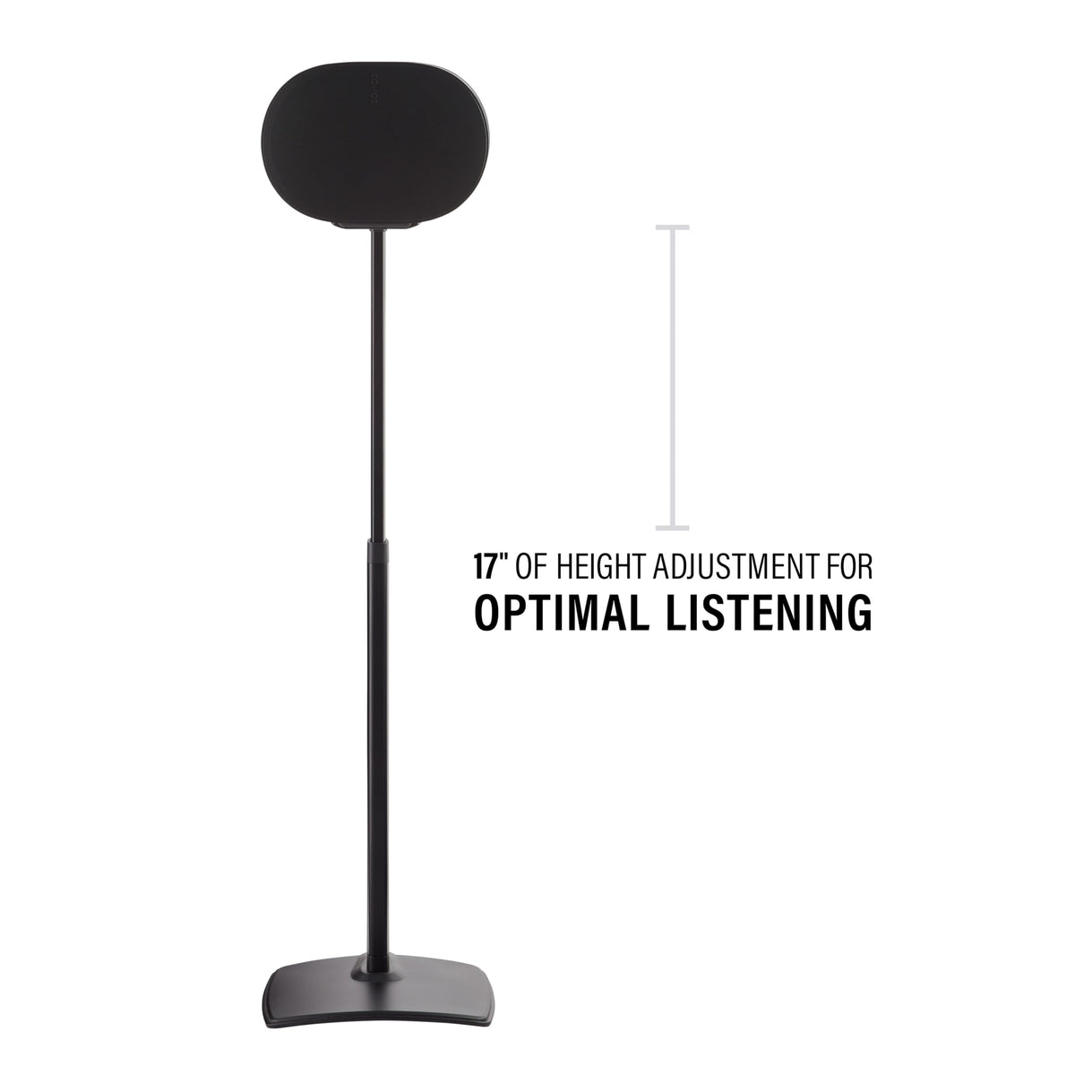 Sanus Height Adjustable Speaker Stand for Sonos Era 300 - 17" - Black - Custom Fit - Polished - Durable Steel & Extruded Aluminum - OSSE300A2-B2