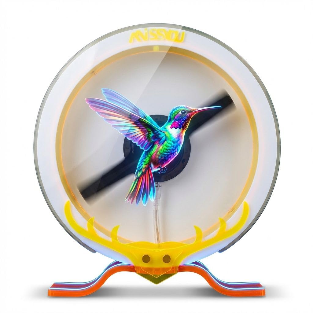 3D Hologram Fan WiFi Projector with Protective Cover & LED Strip, 11.9 Inch Hi-Res Holographic Display, App Control Custom 3D Text Video for Business Store Sign Bar Party Holiday Decoration