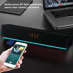 2x5W Desktop Speaker BT5.0 Soundbar Alarm Clock Time Display Support AUX in TF Card for TV Latop PC Smartphone