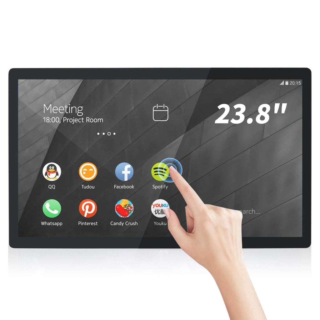 23.8 inch Android 12 Touchscreen Monitor Tablet, 16:9 FHD 1080P, WiFi & BT, Built-in Speakers, RK3588 4GB RAM & 64GB ROM, Smart Board for Classroom, Meeting & Game