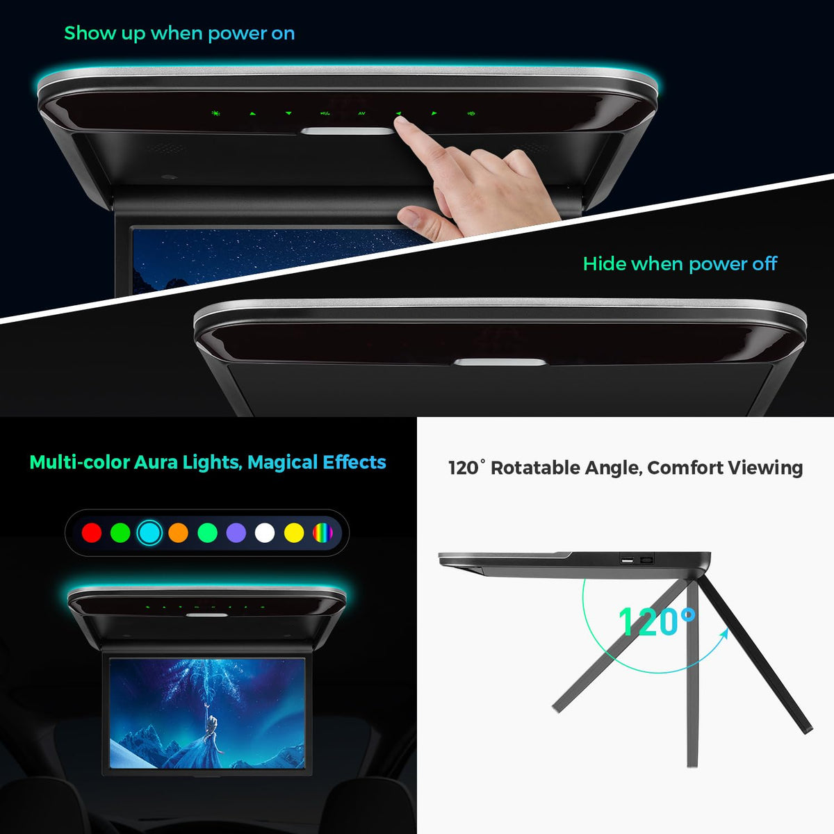 XTRONS 14 Inch Flip-Down Car Overhead Player with HDMI, Built-in Speaker