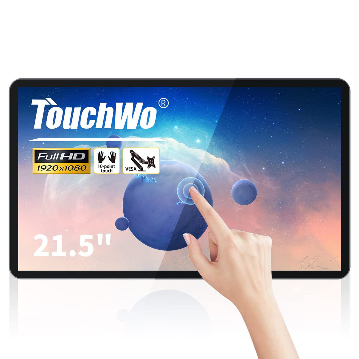 32 inch Capacitive Multi-Touch Screen Industrial Monitor, 16:9 Display 1920 x 1080P, Built-in Speakers, USB, VGA, DP & HD-MI Ports, Digital Signage Displays and Player for Advertising
