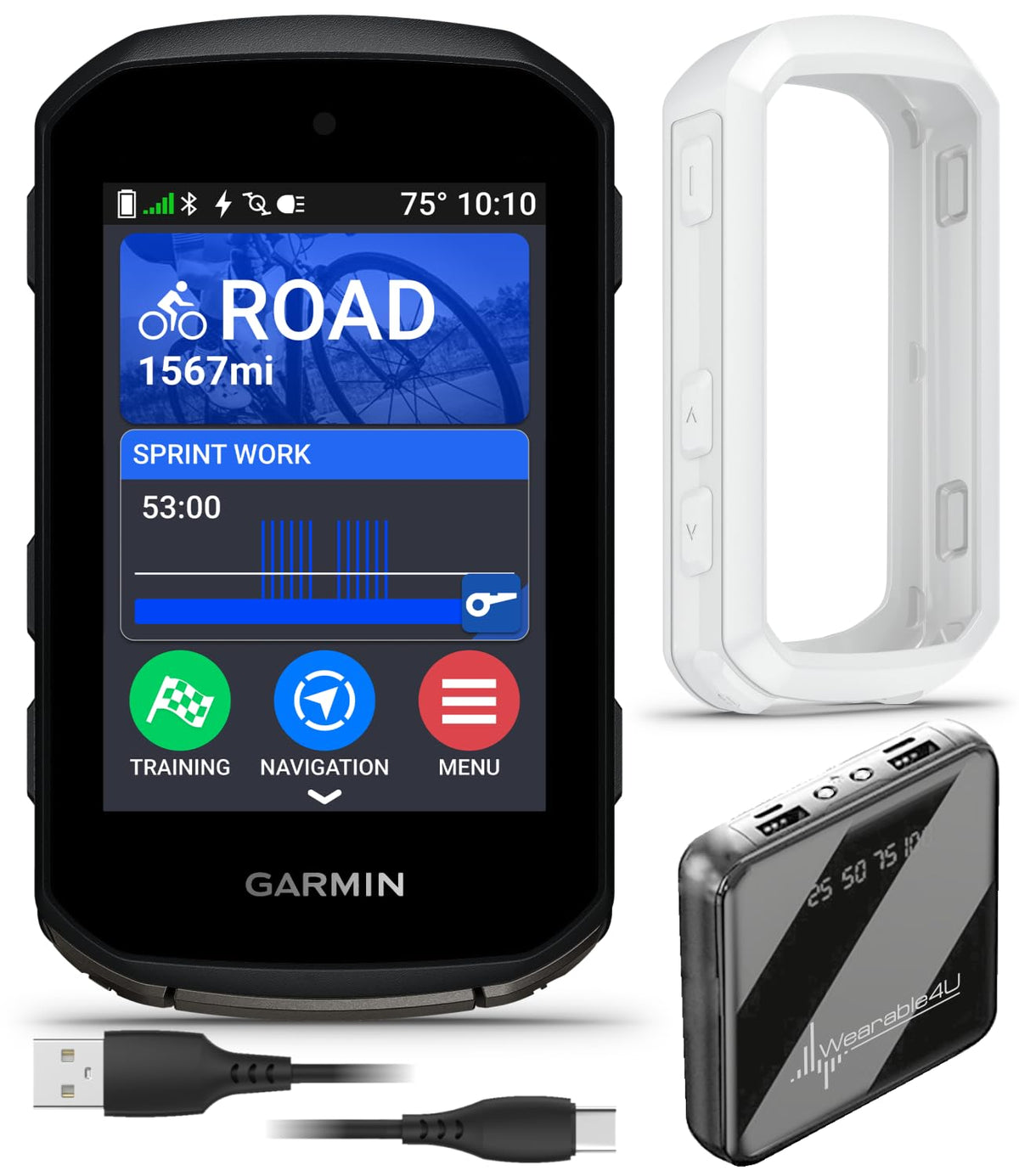 Garmin Edge 850 Compact GPS Cycling Computer, 2.7" Color Touchscreen Display, Bike-Specific Mapping, Advanced Training & Performance Insights + White Silicone Case w/ Wearable4U PowerBank Bundle